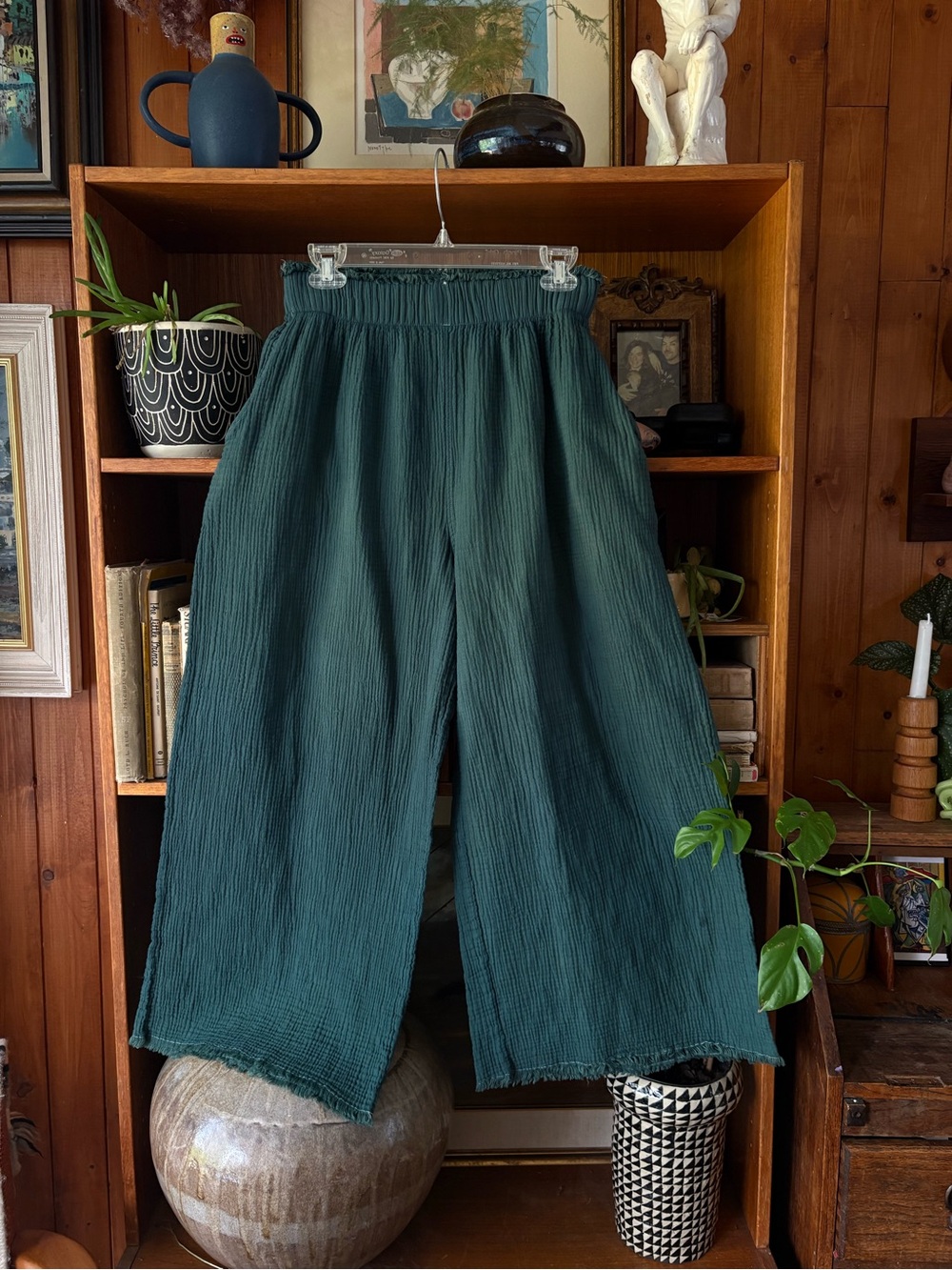 Pokoloko Upcycled Wide Leg Crinkle Cotton Pant OS
